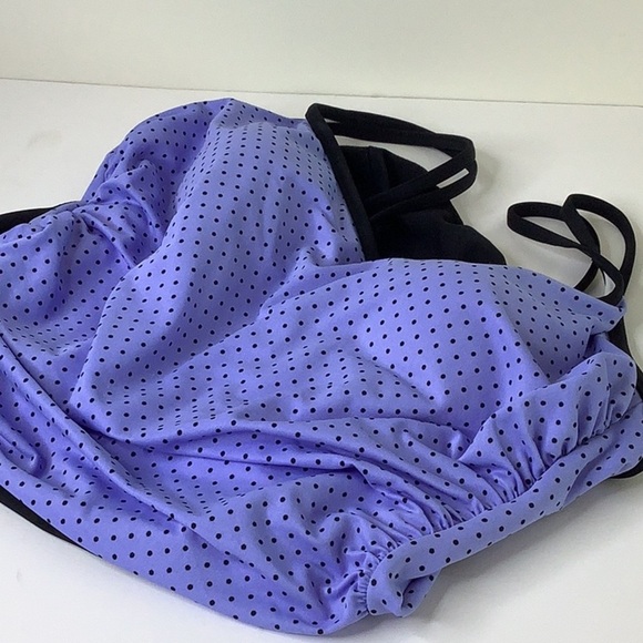 Trimshaper Purple and Black One Piece Polka Dot Swimsuit with V-Neckline - Picture 10 of 10